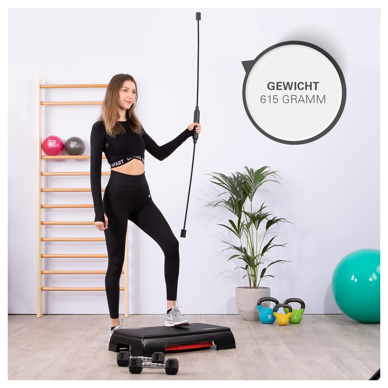 Sport-Tec Schwingstab 160 cm Schwungstab schwarz Tiefenmuskulatur