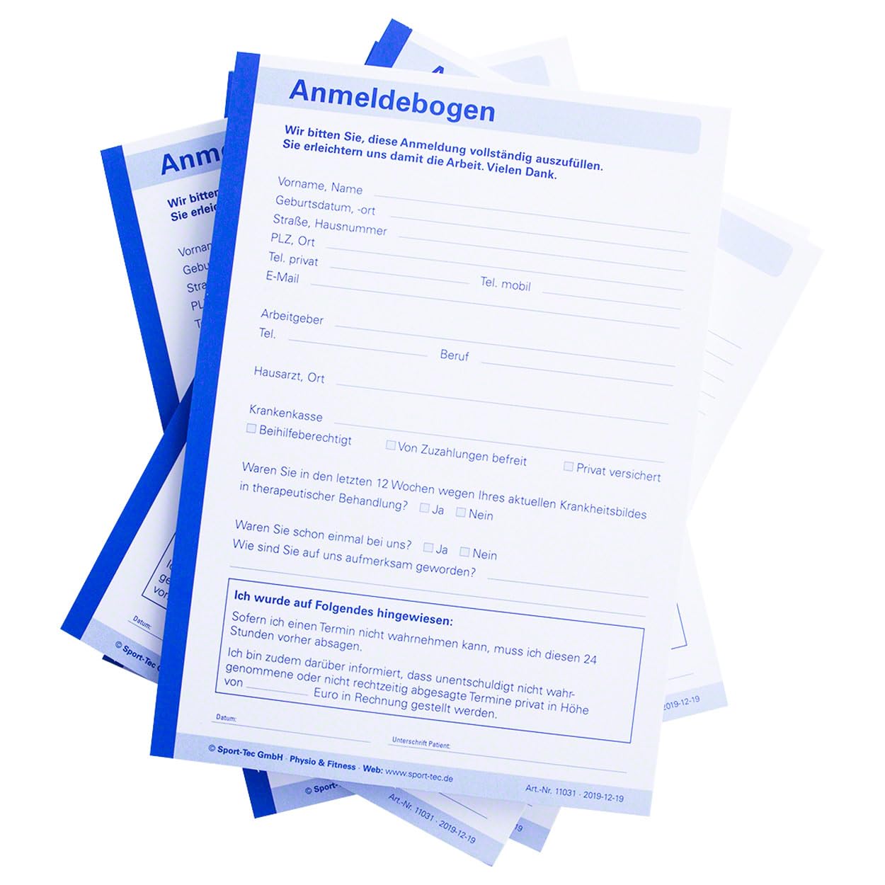 Sport-Tec Anmeldung Vordruck Anmeldeblock DIN A6 250 Blatt
