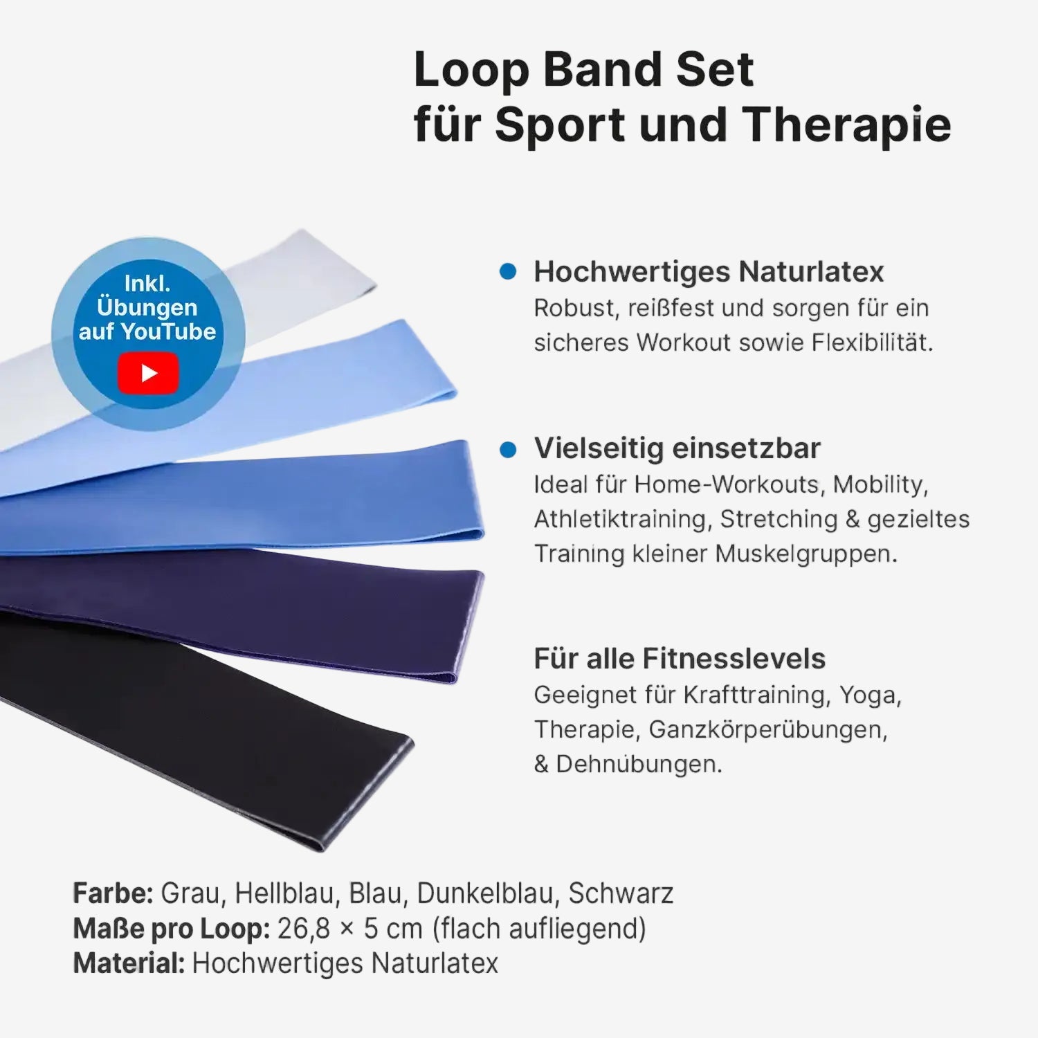 ARTZT thepro Loop Band Set Miniband Beine Po Arme geschlossene Schlaufe
