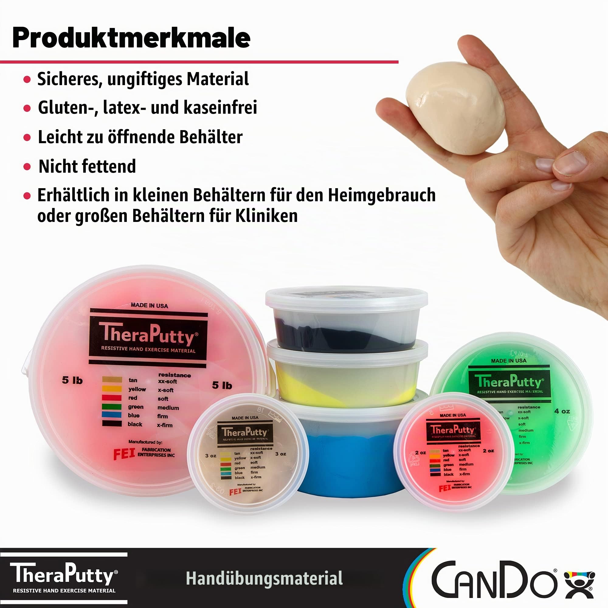CanDo Theraputty Therapie-Knetmasse 170g Beige extra leicht