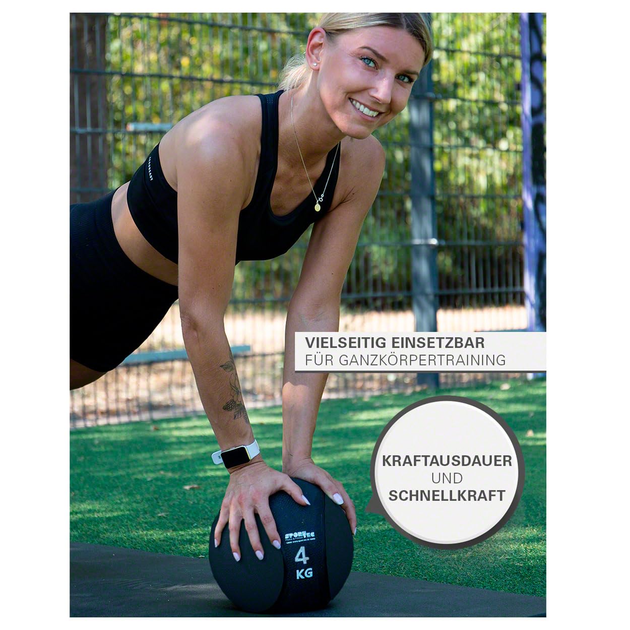 Sport-Tec Medizinball Trainingsball 10 kg schwarz Gummi