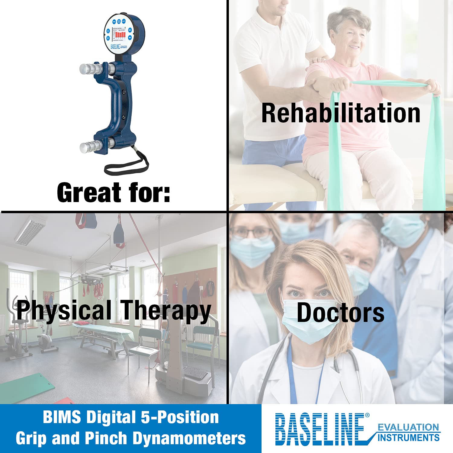 CanDo Baseline BIMS Digital Handdynamometer 5 Positionen bis 135 kg