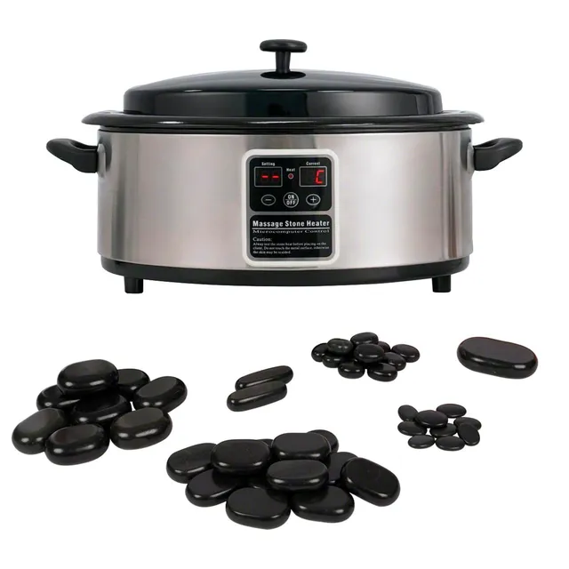 Sport-Tec Wellness Hot Stone Set klein Wärmegerät 45 Steine Massage