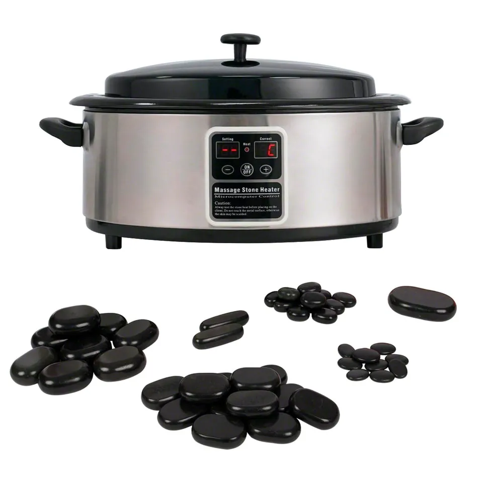 Sport-Tec Wellness Hot Stone Set klein Wärmegerät 45 Steine Massage