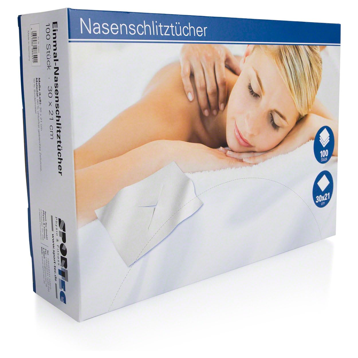 Sport-Tec Einmal-Nasenschlitztücher 100 Stück Hygieneauflage 30x21 cm