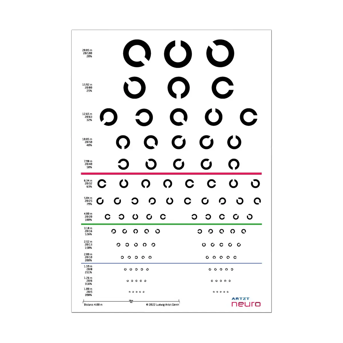 Artzt ARTZT neuro Eye Chart 4 m Sehtafel