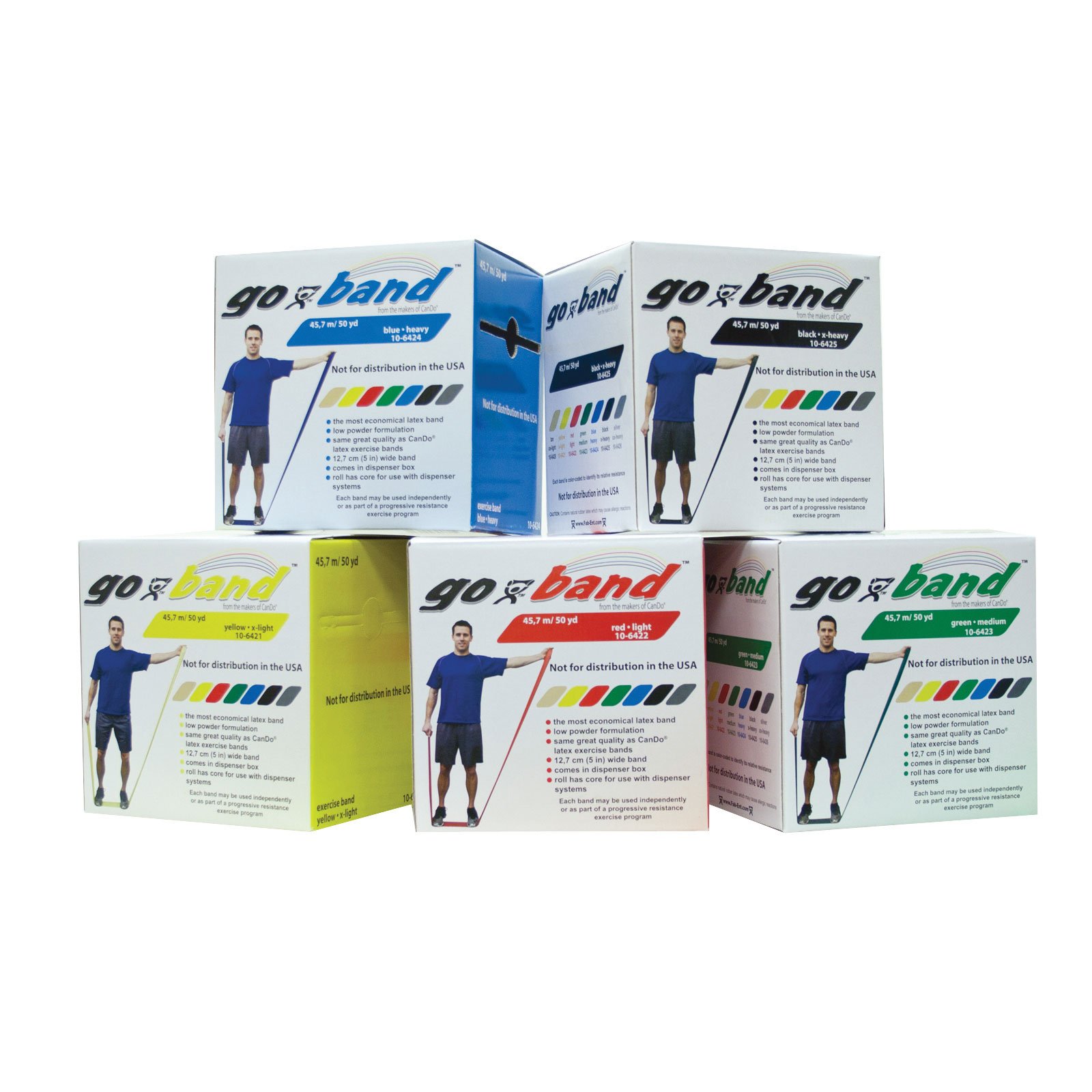CanDo Go-Band Trainingsband 45m 5er Set sehr leicht-schwer