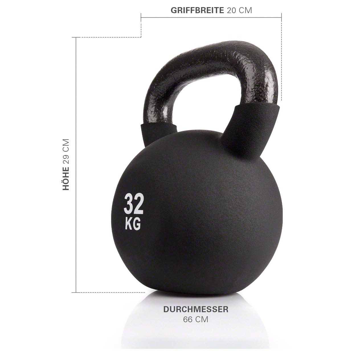 Sport-Tec Kettlebell 32 kg schwarz Gusseisen Vinyl Kugelhantel