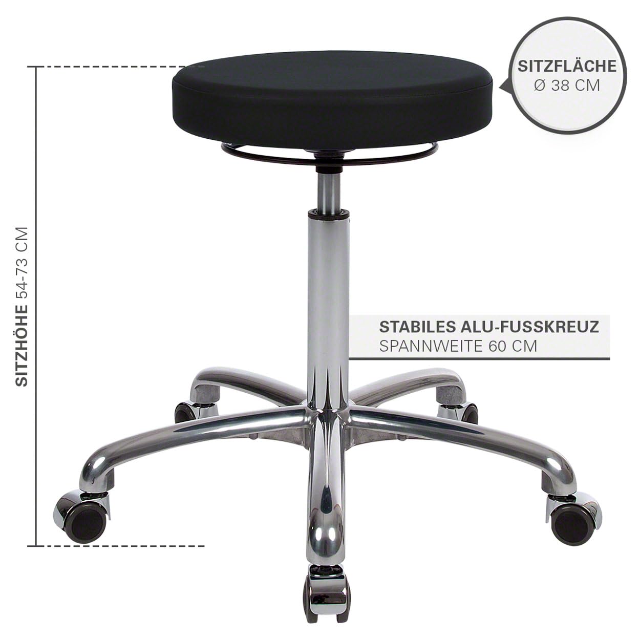 Sport-Tec Exklusiv Drehhocker Rollhocker Schwarz 140 kg
