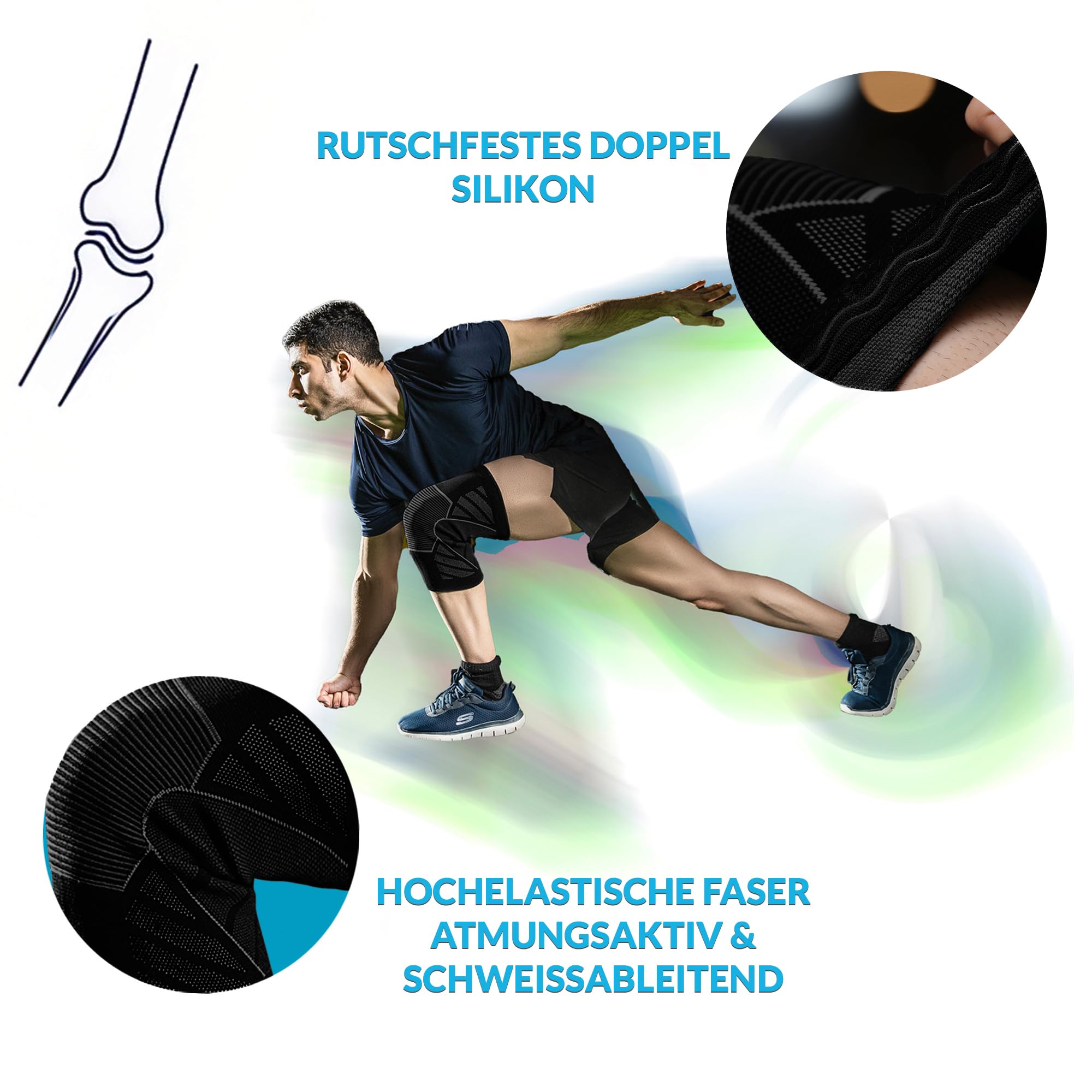 360 RELIEF Knee Support Kniebandage Größe L Schwarz Grau