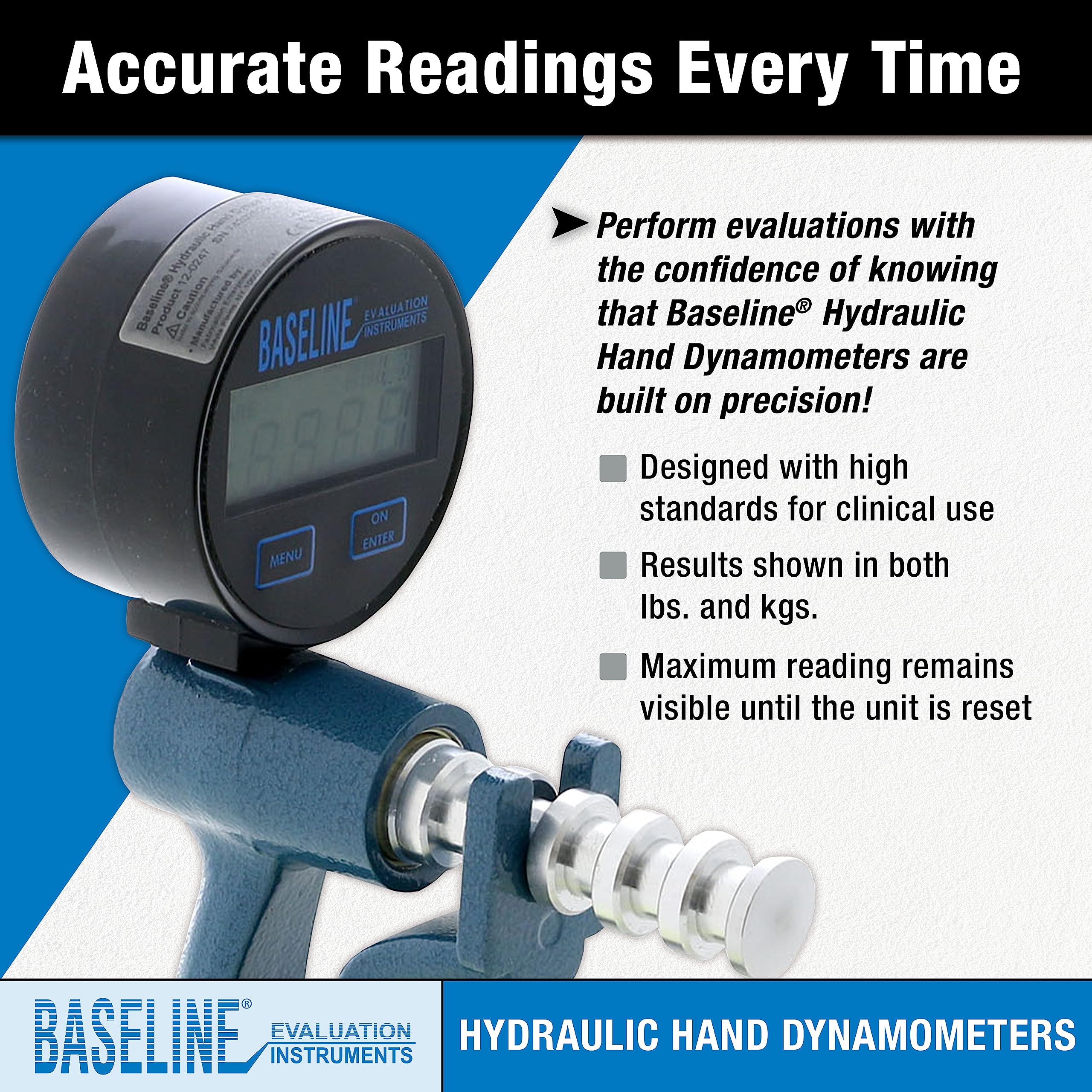 CanDo Baseline Handdynamometer Digital LCD 136 kg Griffkraft