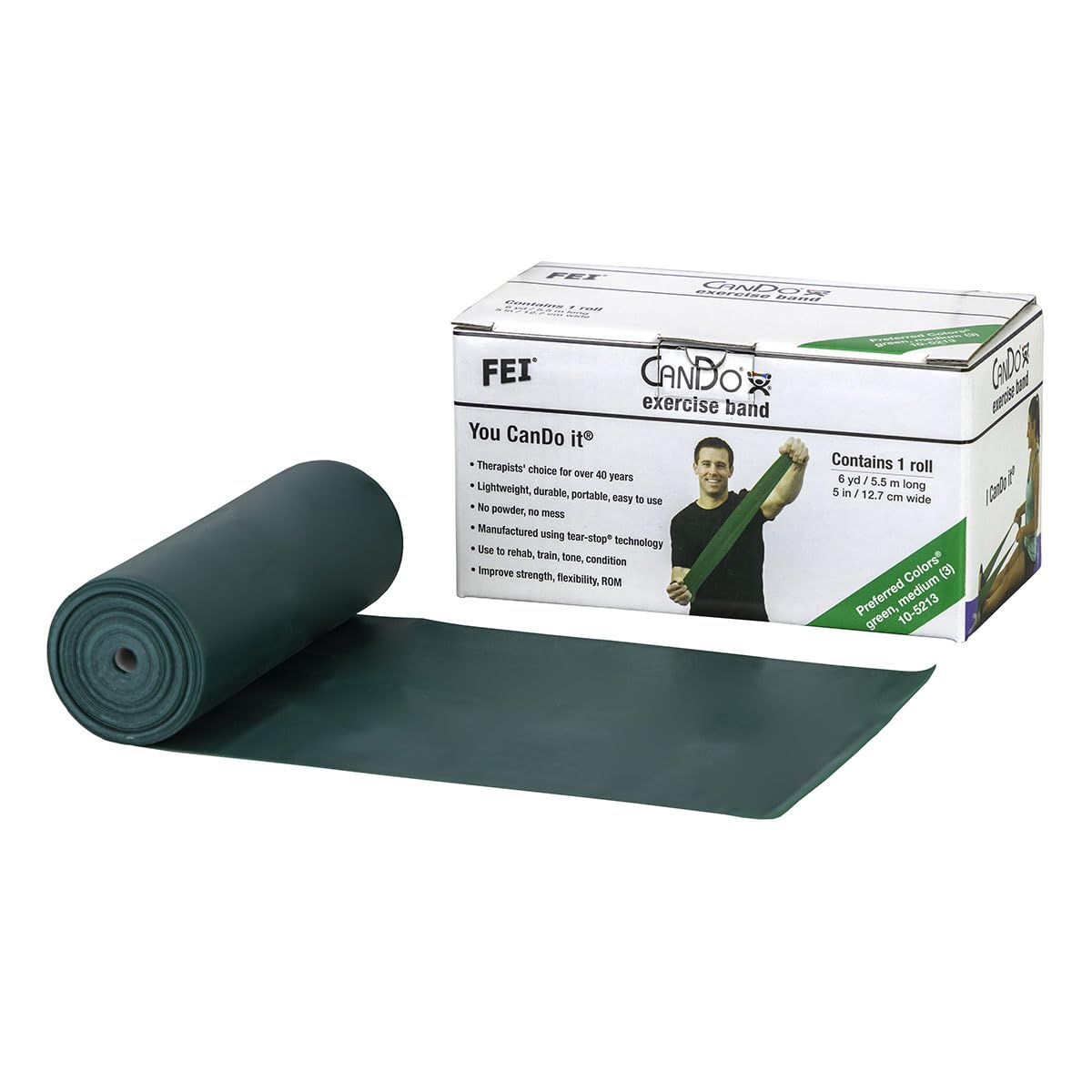 CanDo Trainingsband Spenderbox 5,5m Gymnastikband grün medium