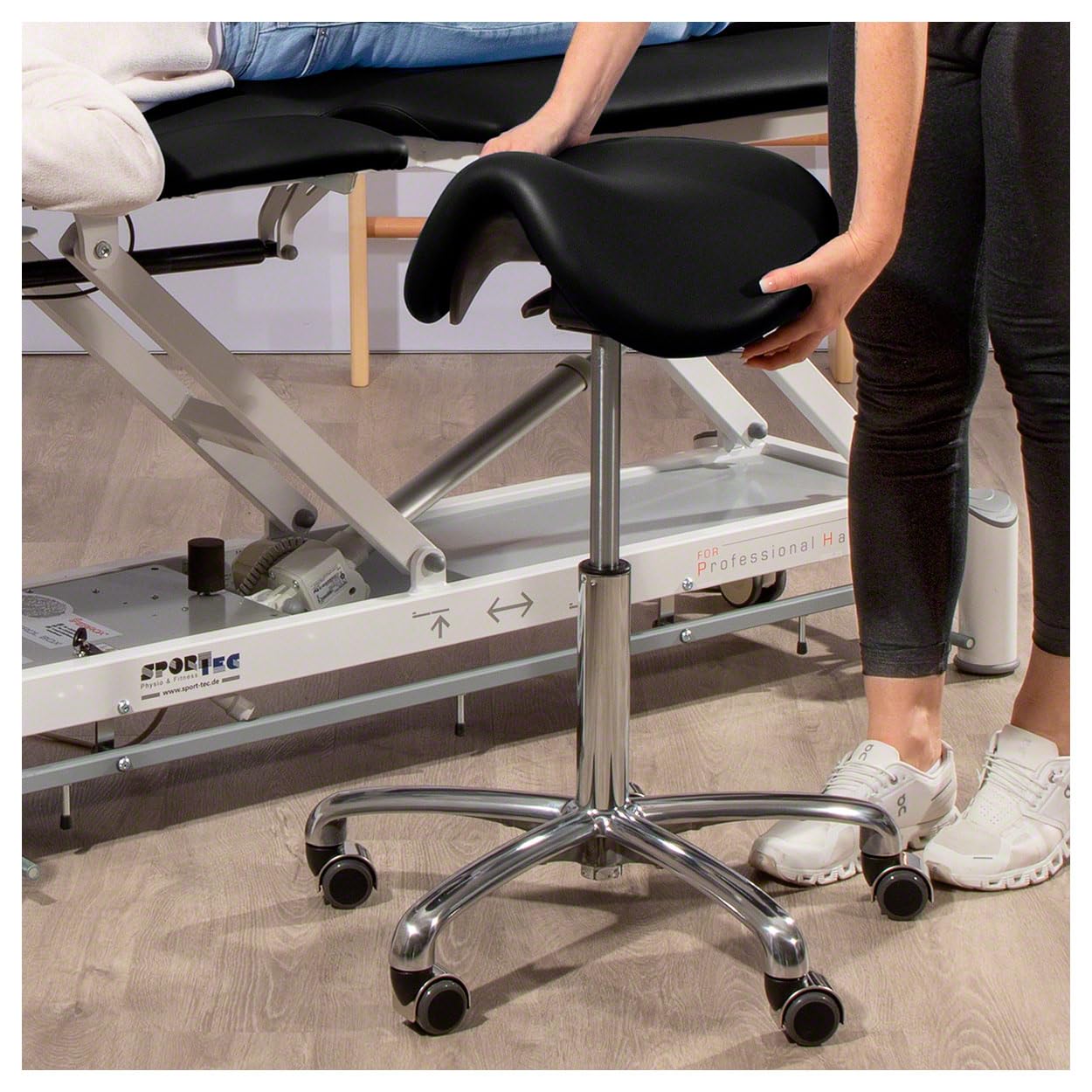 Sport-Tec Sattelhocker Exklusiv Rollhocker schwarz mit Rollen