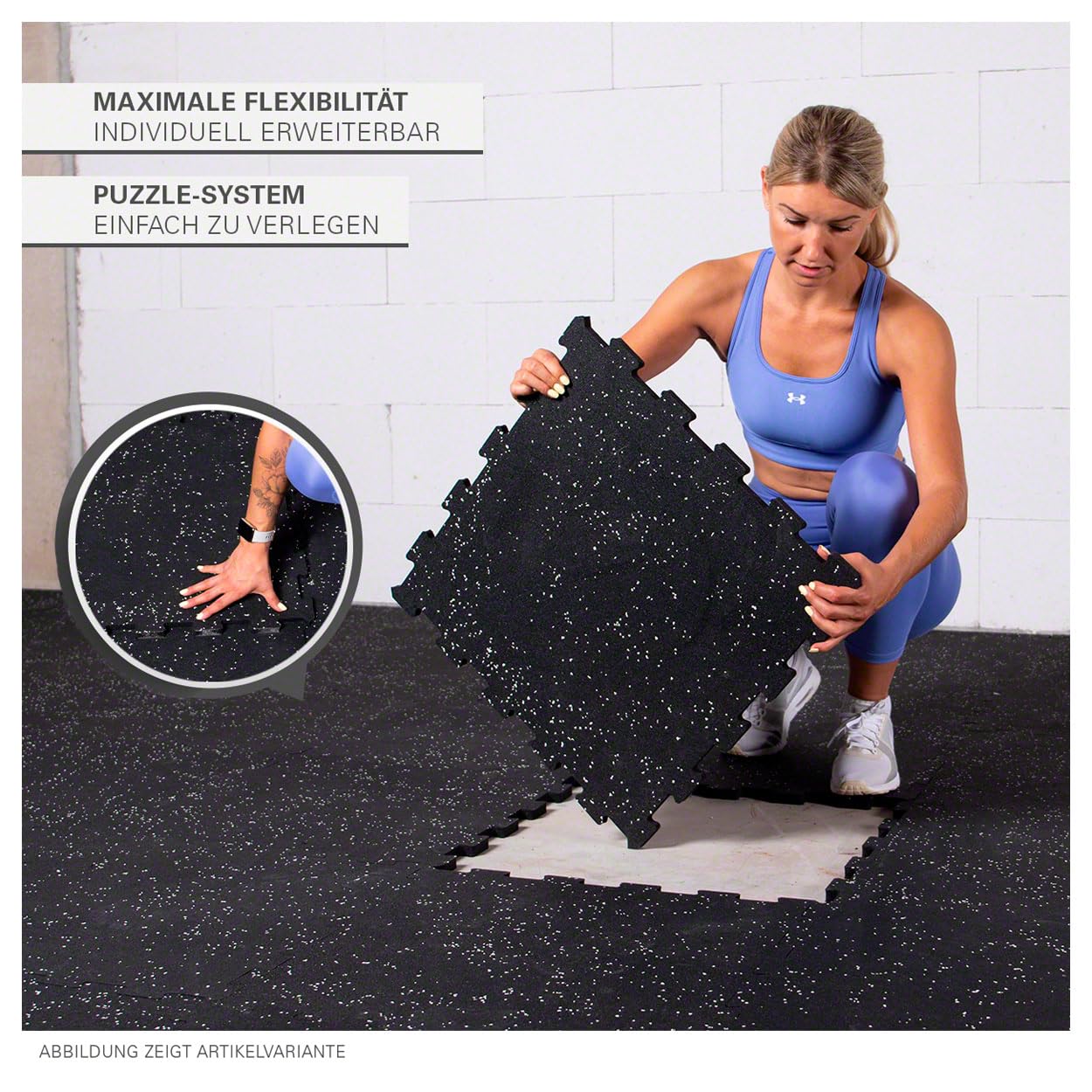 Sport-Tec Bodenschutzmatte Puzzlematte 4er Blau-Schwarz