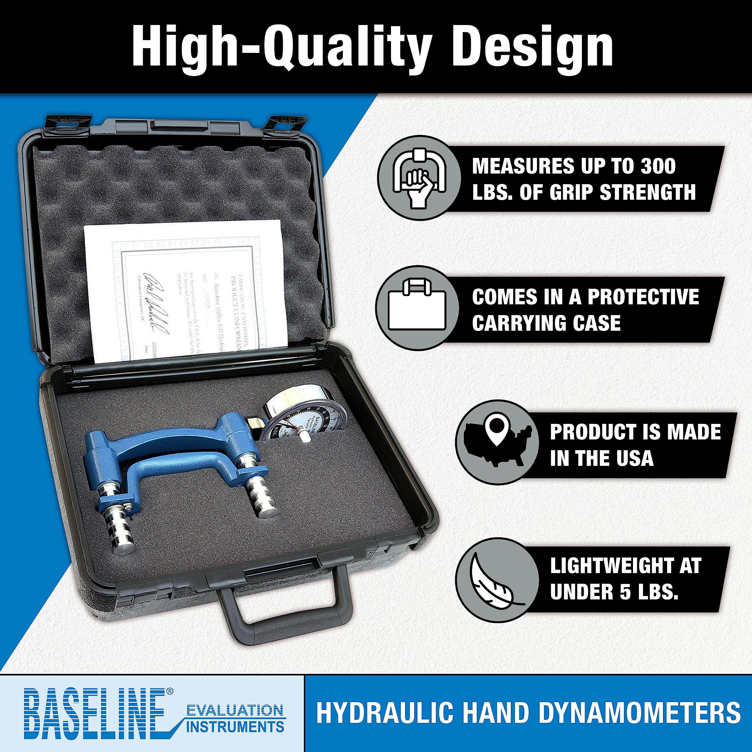 Baseline HiRes ER Handdynamometer analog 136 kg Griffkraft