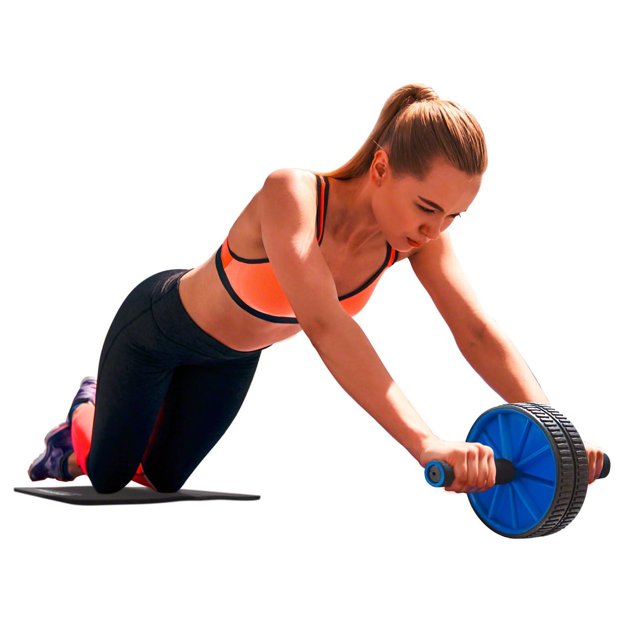 Sport-Tec Bauchtrainer Ab Wheel Roller mit Kniematte
