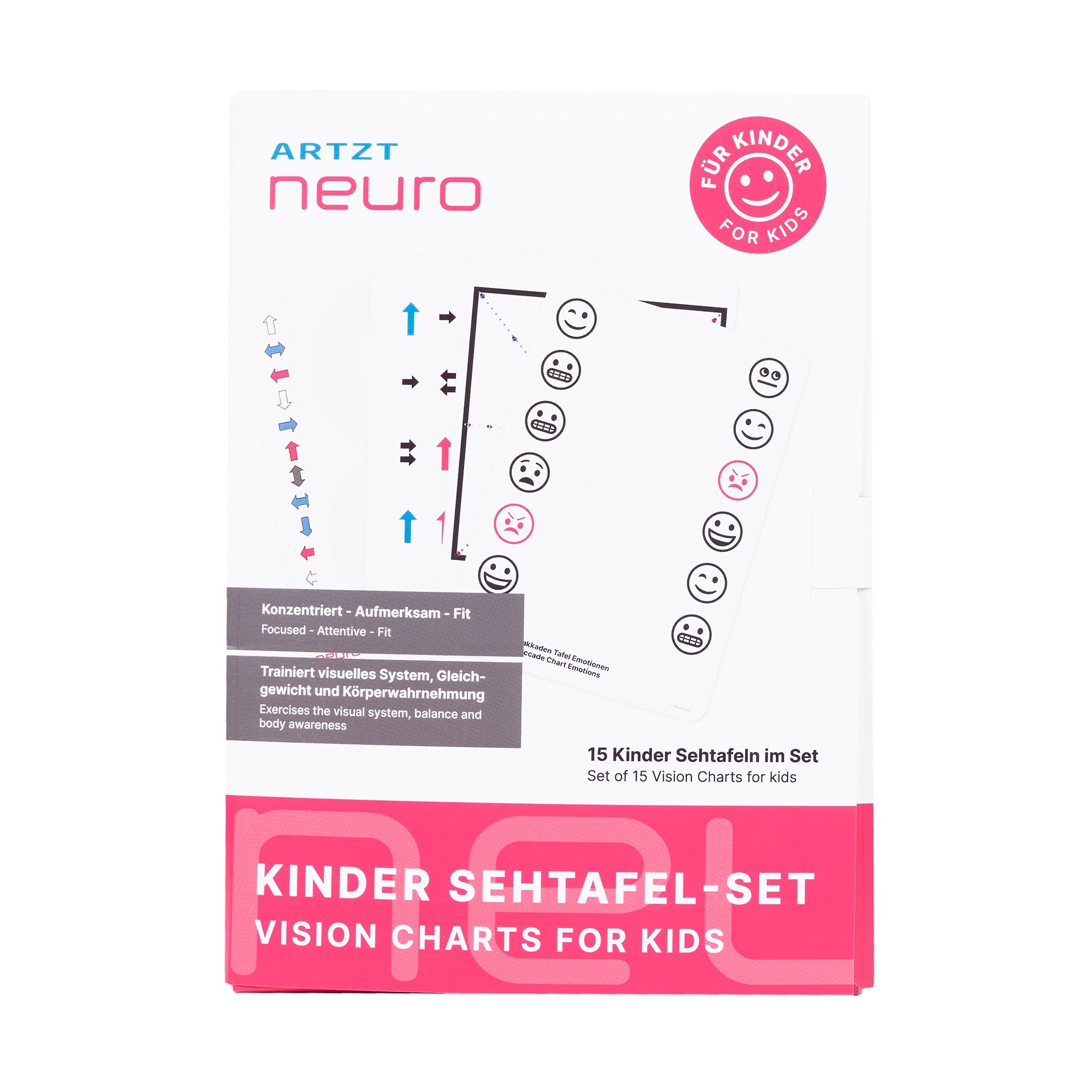 ARTZT neuro Sehtafel Kinder Set 15 Sehtafeln Augentraining A4