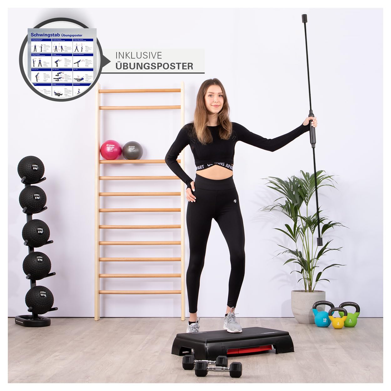 Sport-Tec Schwingstab 160 cm Schwungstab schwarz Tiefenmuskulatur