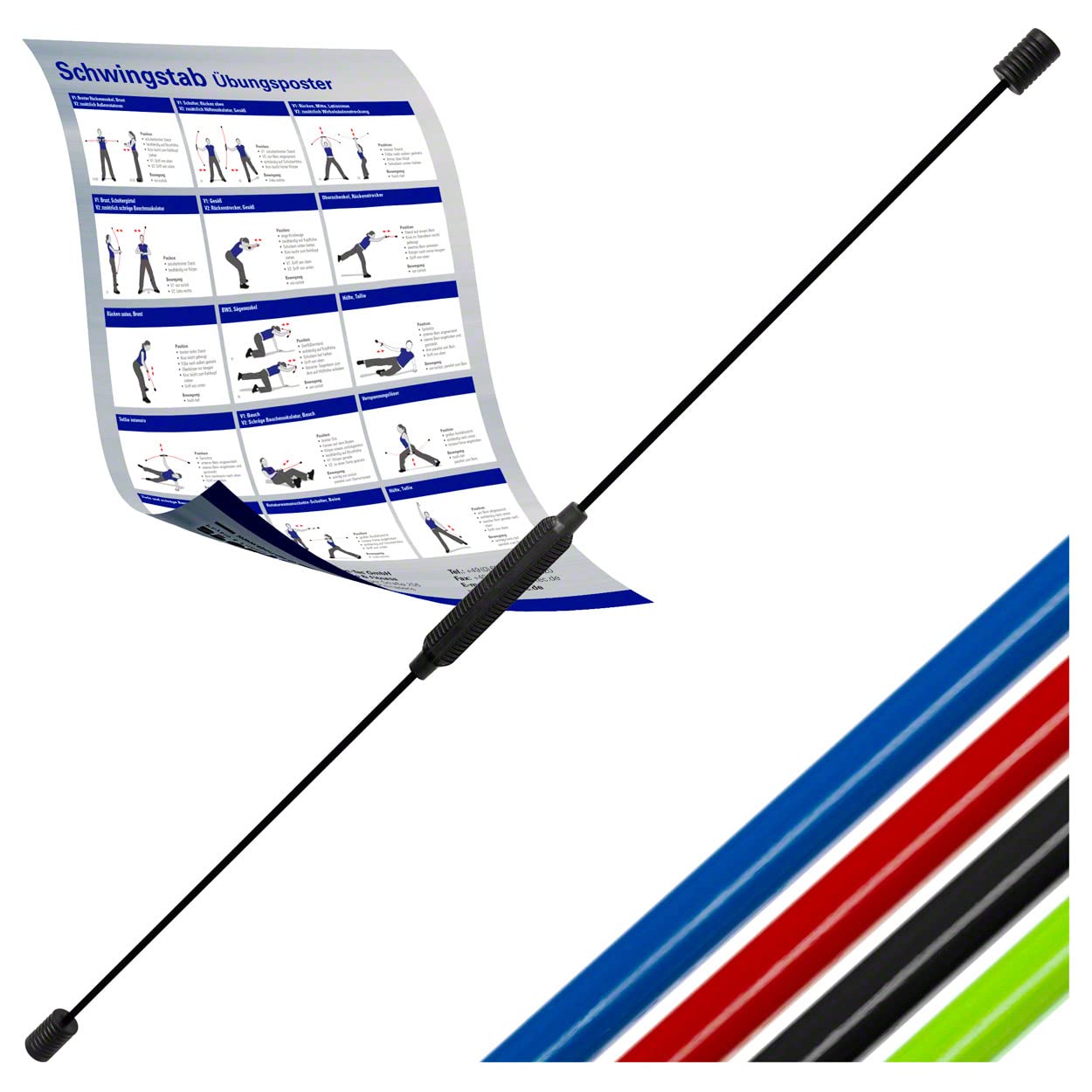 Sport-Tec Schwingstab 160 cm Schwungstab schwarz Tiefenmuskulatur