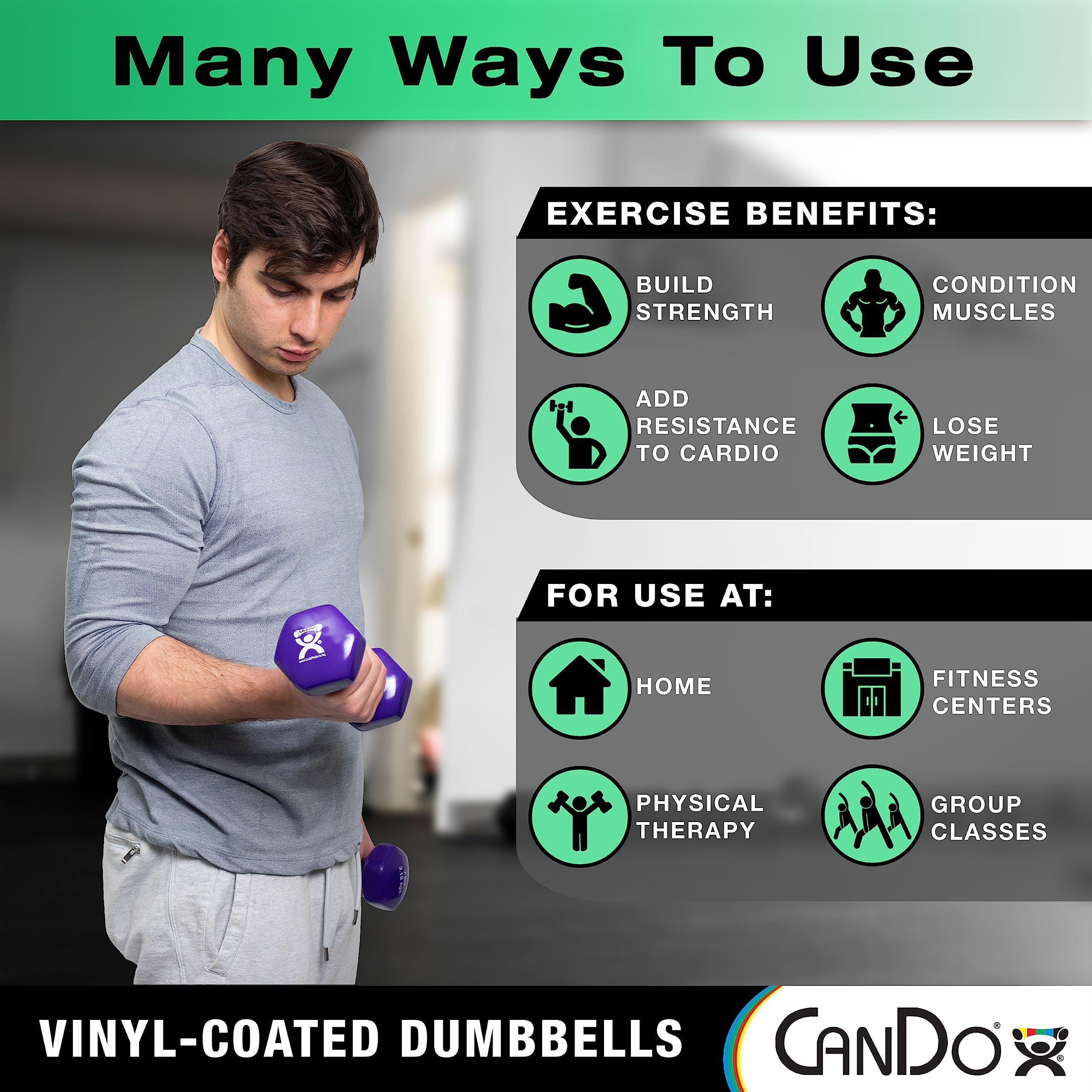 CanDo Vinyl Hantel 1,36 kg grün Gusseisen