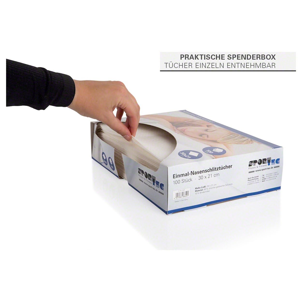 Sport-Tec Einmal-Nasenschlitztücher 100 Stück Hygieneauflage 30x21 cm