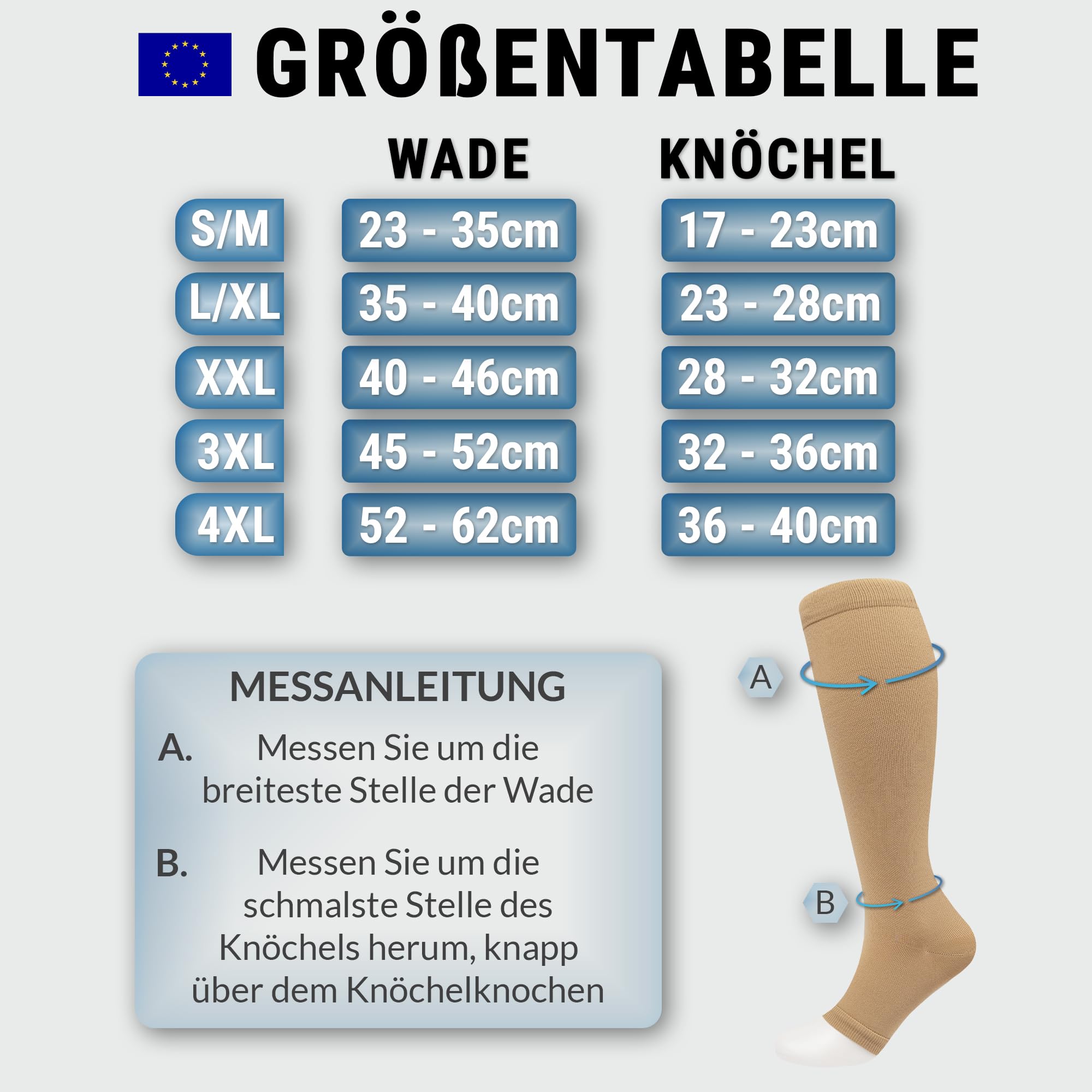 360 RELIEF Kompressionsstrümpfe ohne Zehen S-M beige
