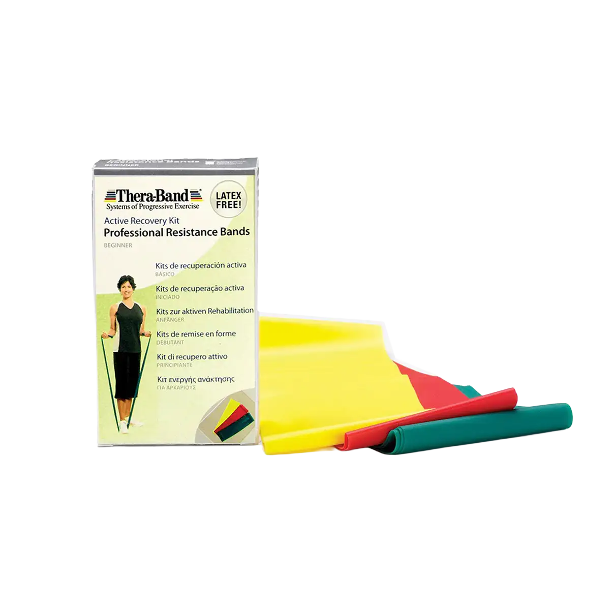 Artzt TheraBand Fitnessband Set 3x1,5 m latexfrei gelb-rot-grün