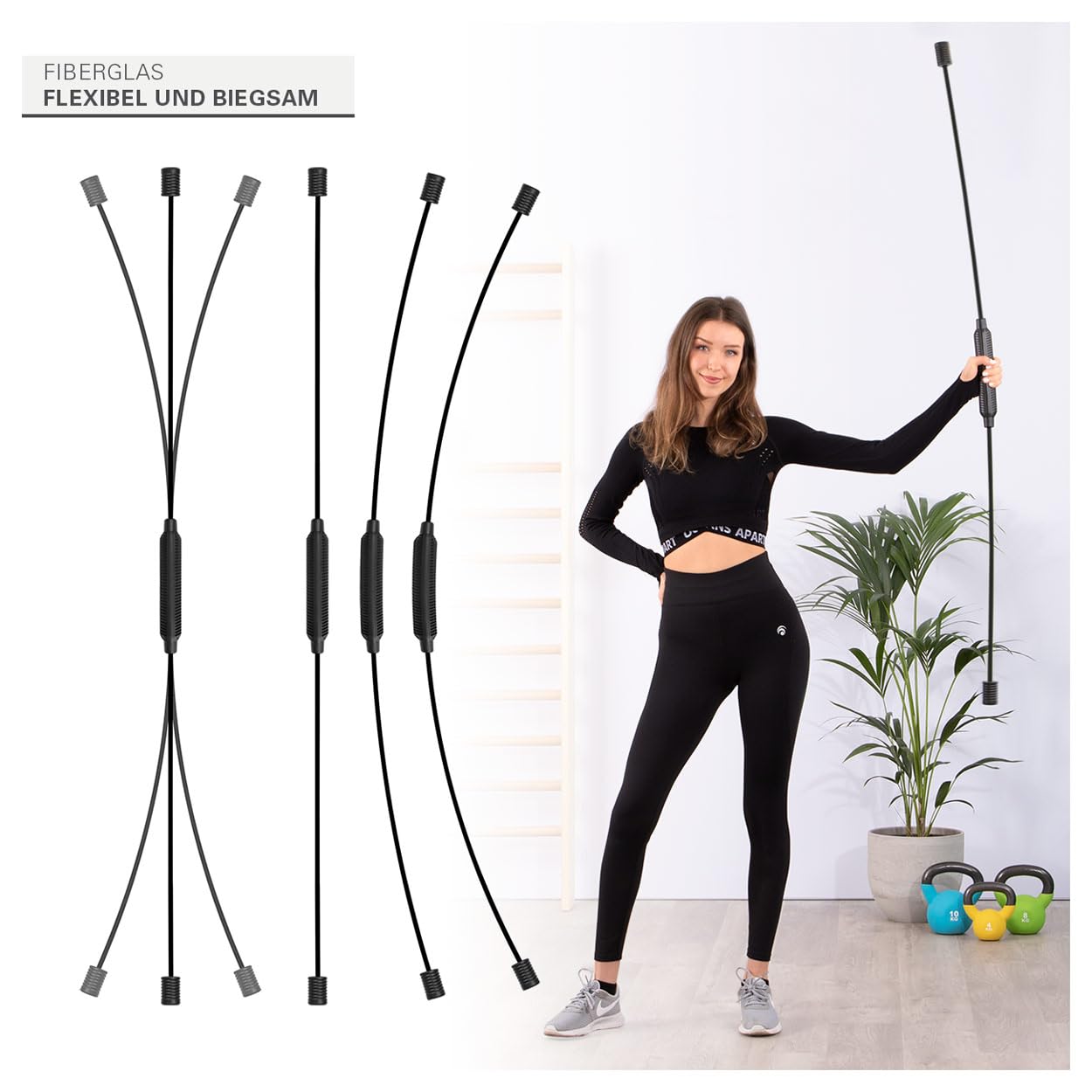 Sport-Tec Schwingstab 160 cm Schwungstab schwarz Tiefenmuskulatur