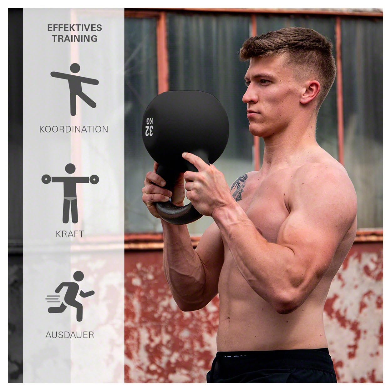 Sport-Tec Kettlebell 32 kg schwarz Gusseisen Vinyl Kugelhantel