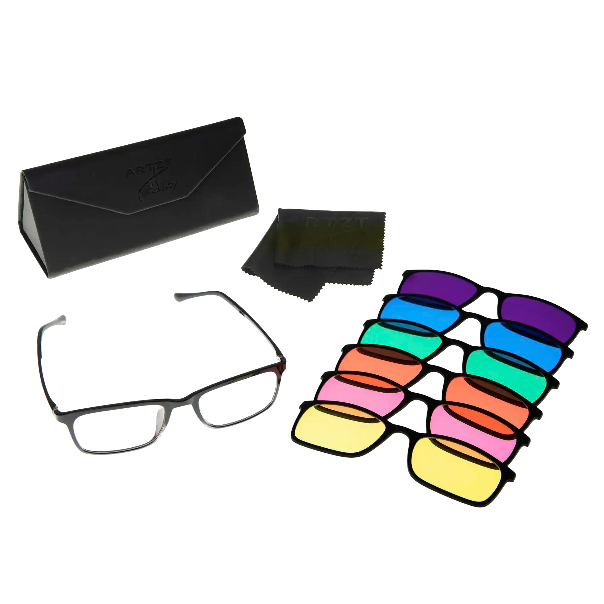 ARTZT neuro Farbbrille Set 6 Aufsätze inkl. Fassung UV-Schutz