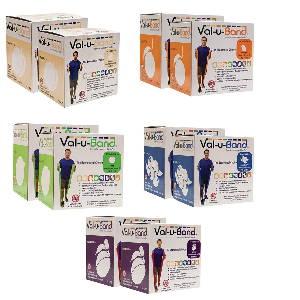 CanDo Val-u-Band Trainingsband 2x45m 5er Set latexfrei
