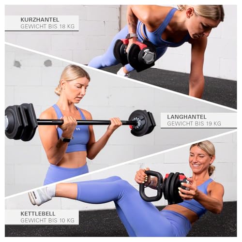 Sport-Tec 3 in 1 Multi Hantel-Set 1-19 kg Hantelset Kettlebell
