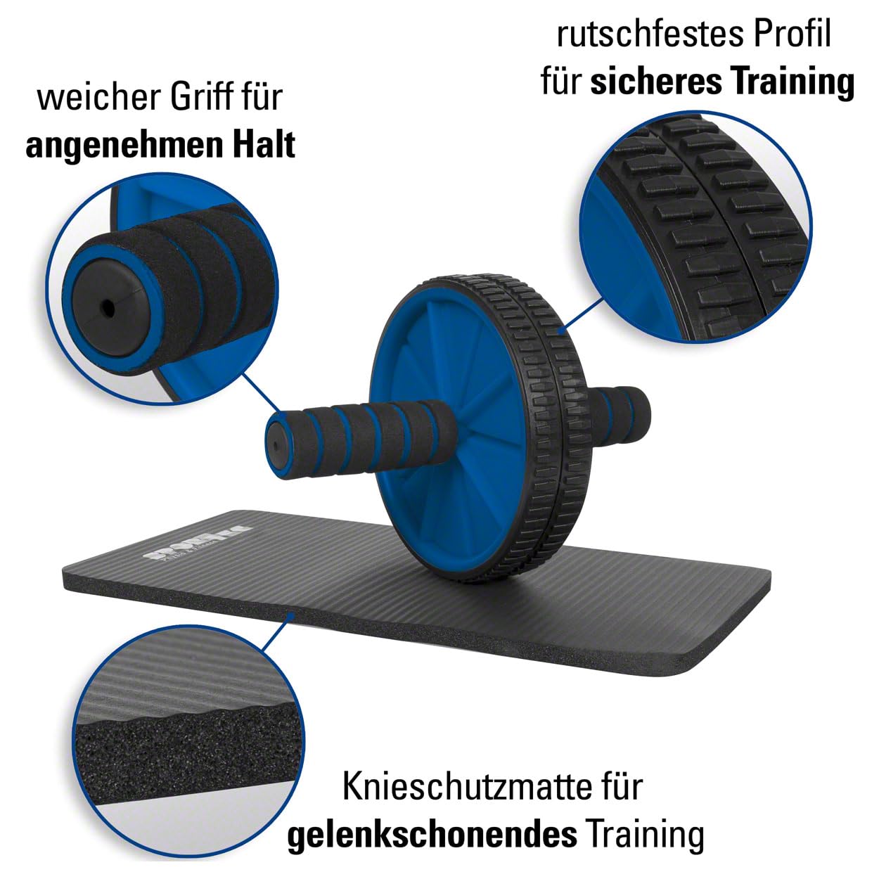 Sport-Tec Bauchtrainer Ab Wheel Roller mit Kniematte