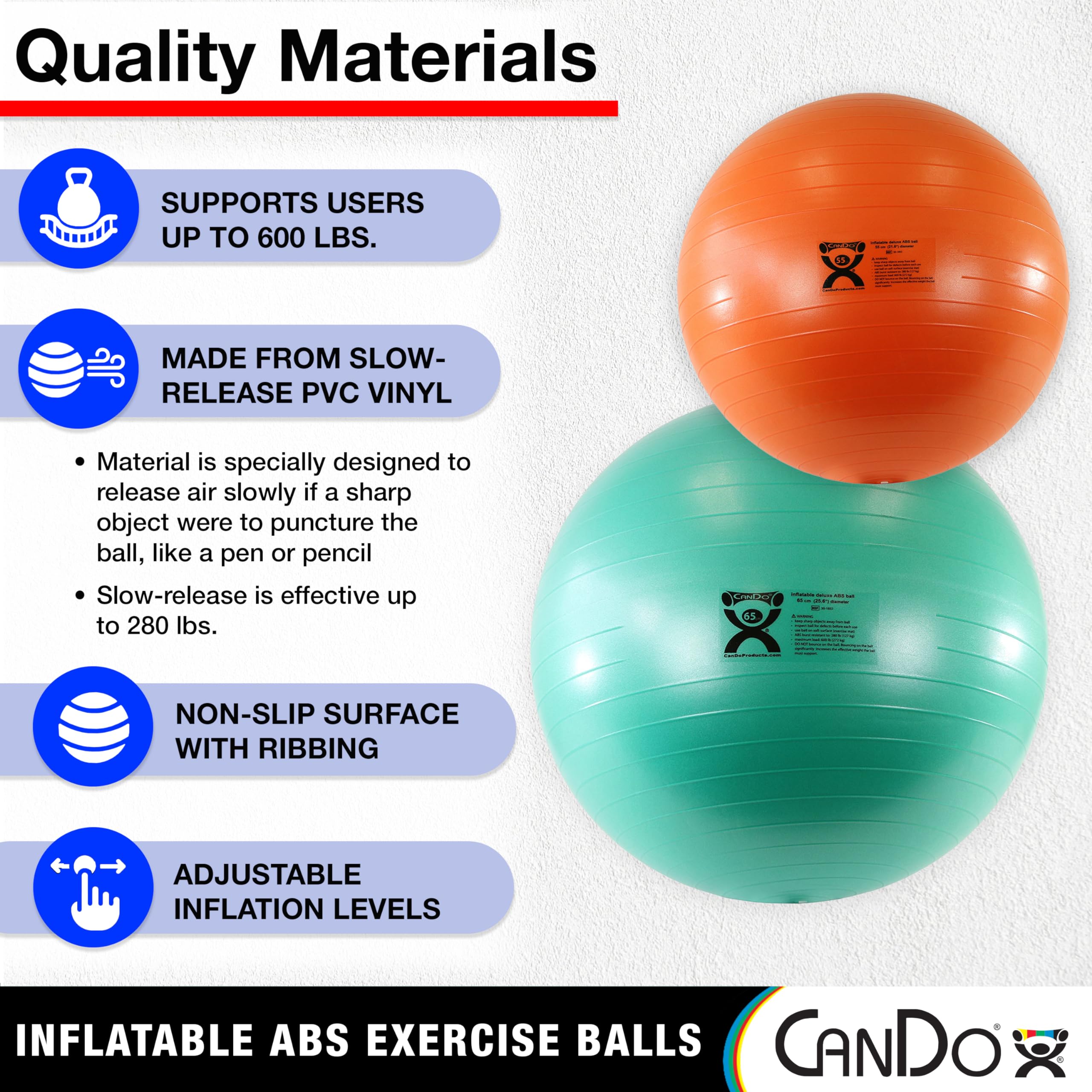 CanDo Gymnastikball Sitzball 55 cm orange Anti-Burst