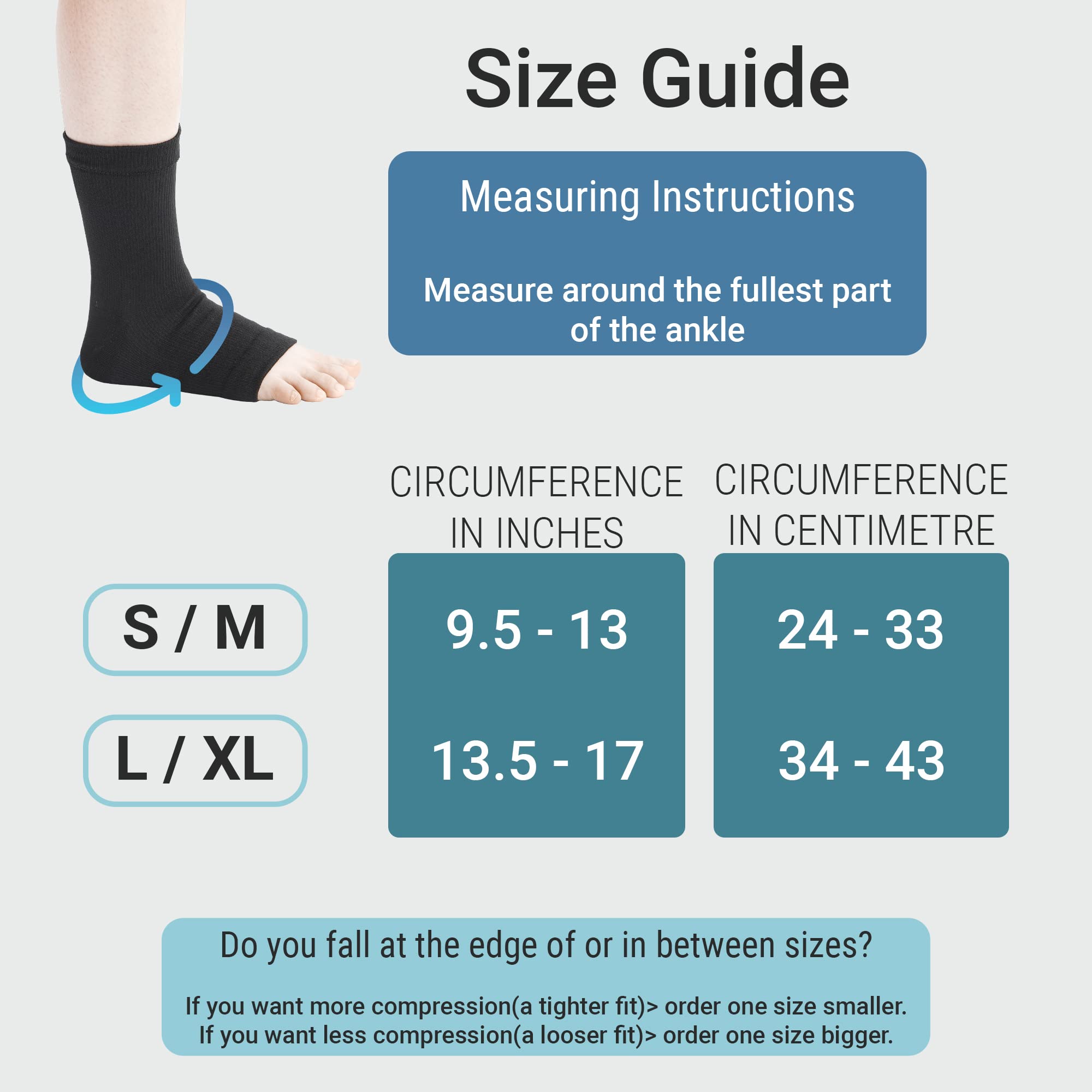 360 RELIEF Medical Compression Socks Knöchel offene Zehen