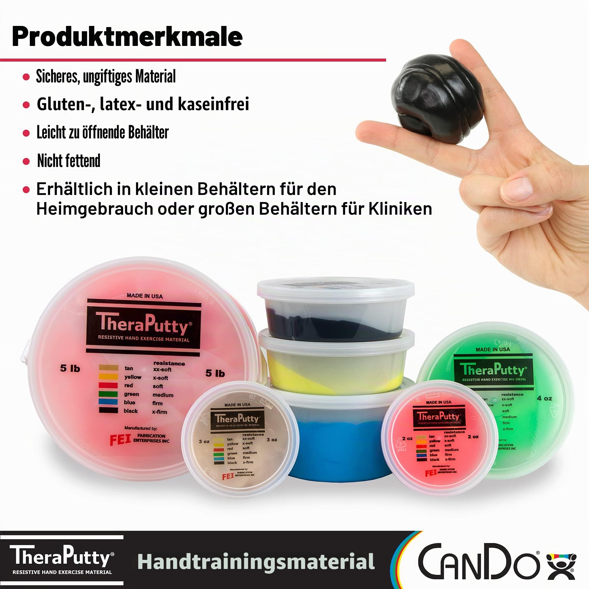 CanDo Theraputty Knetmasse 113 g schwarz sehr schwer