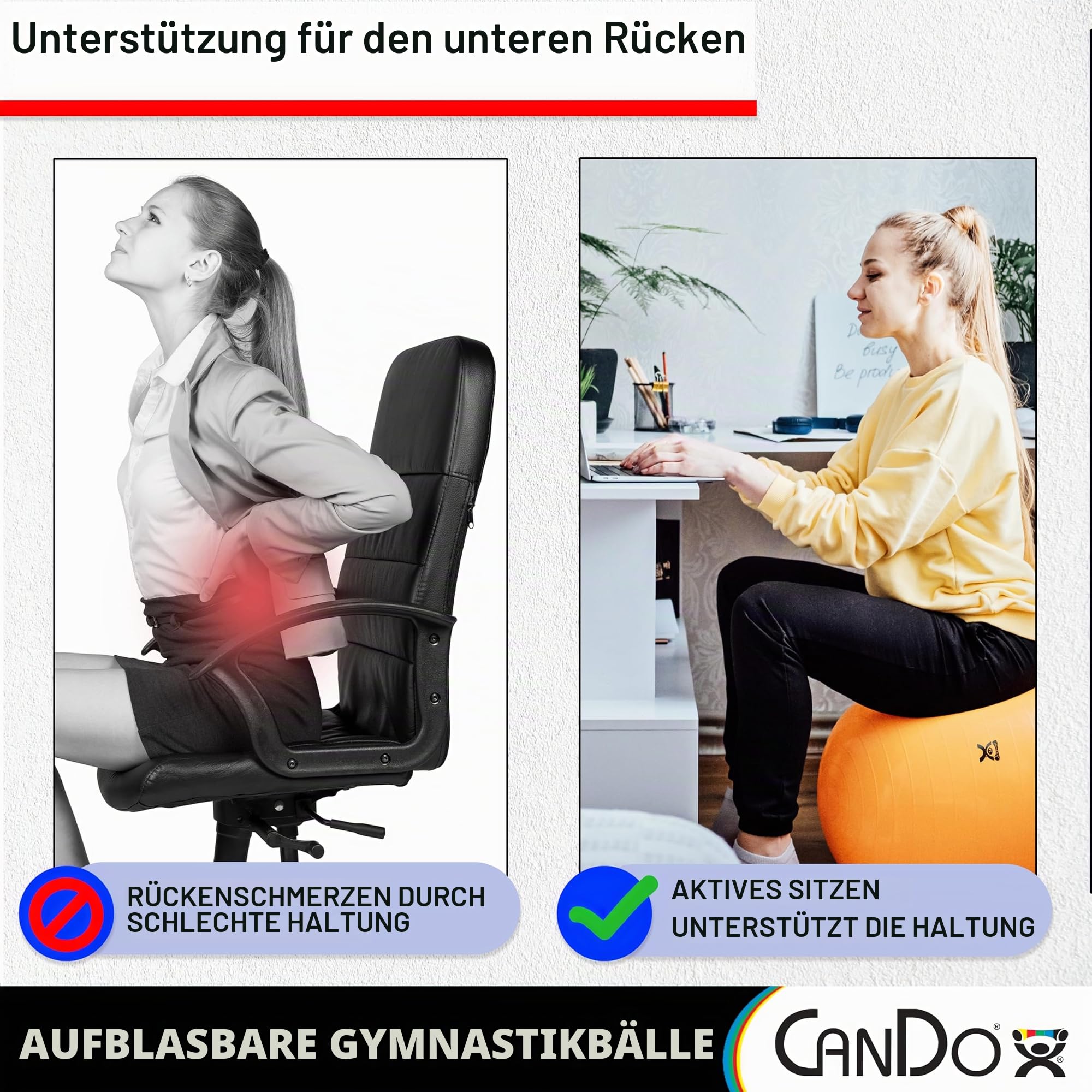 CanDo Gymnastikball Trainingsball 105 cm blau