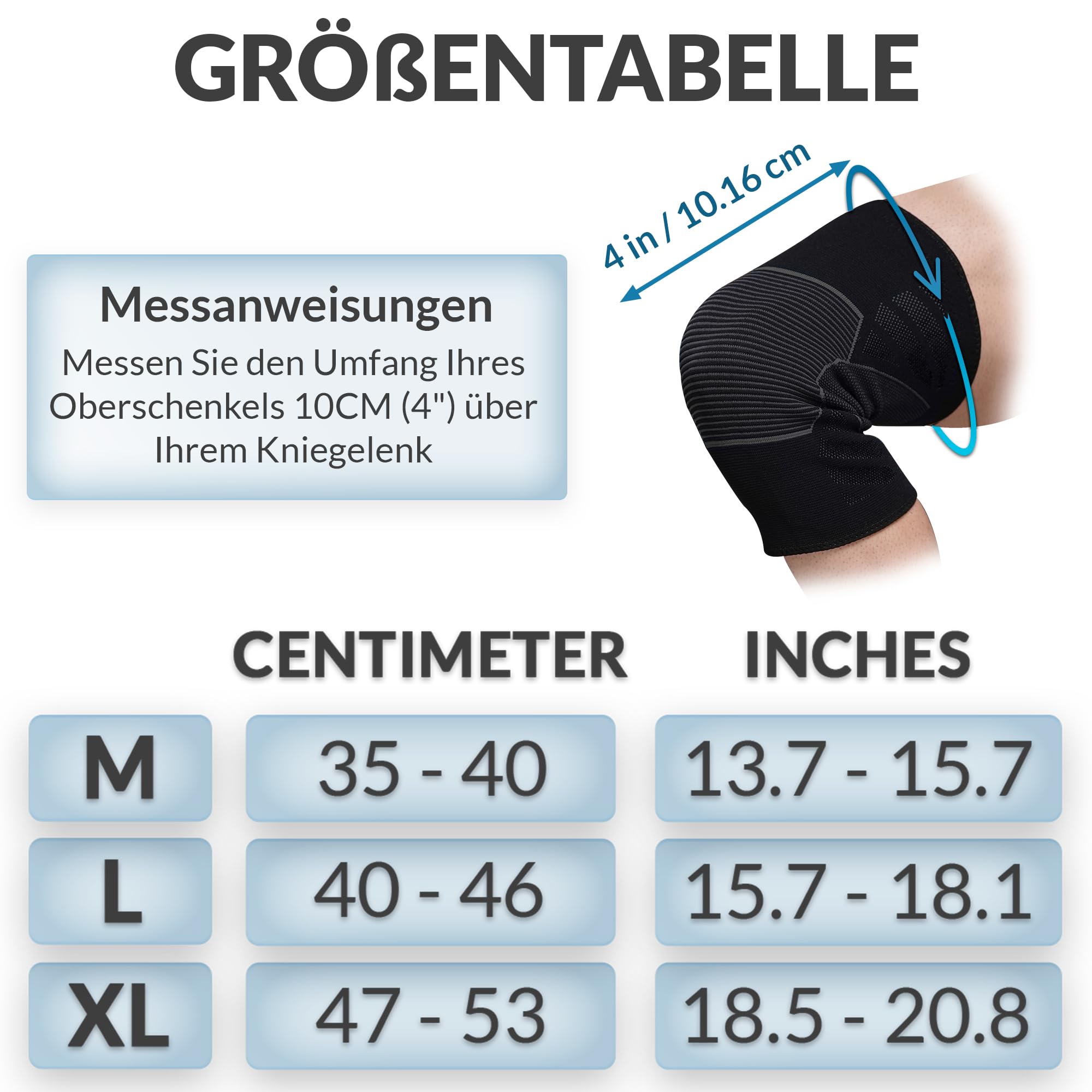 360 RELIEF Knee Support Kniebandage Größe L Schwarz Grau