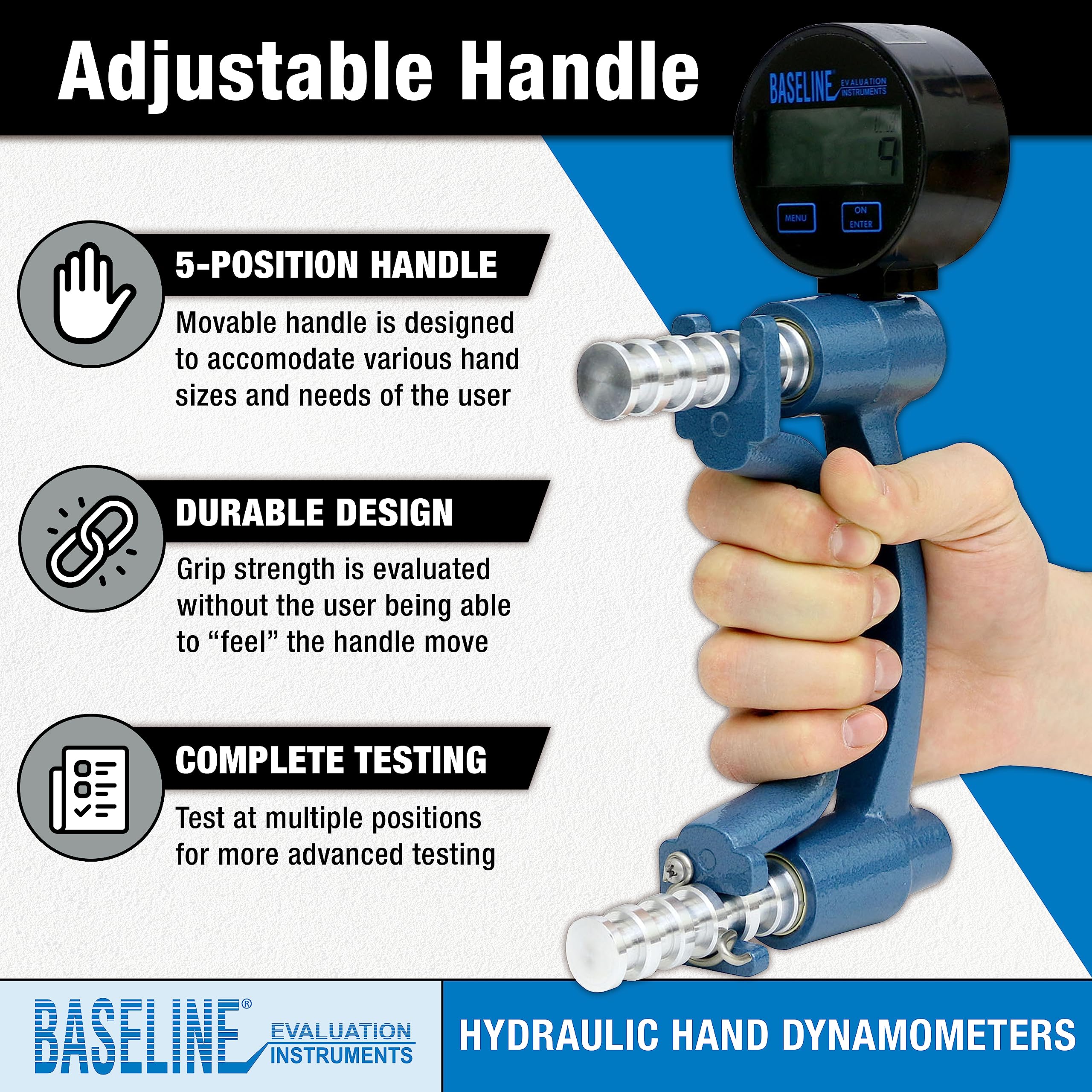 CanDo Baseline Handdynamometer Digital LCD 136 kg Griffkraft