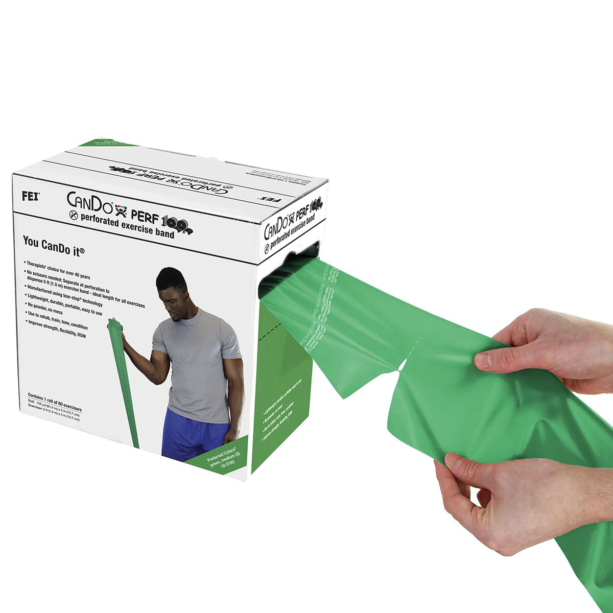 CanDo exercise bands Übungsband grün mittel 91,4 m Rolle