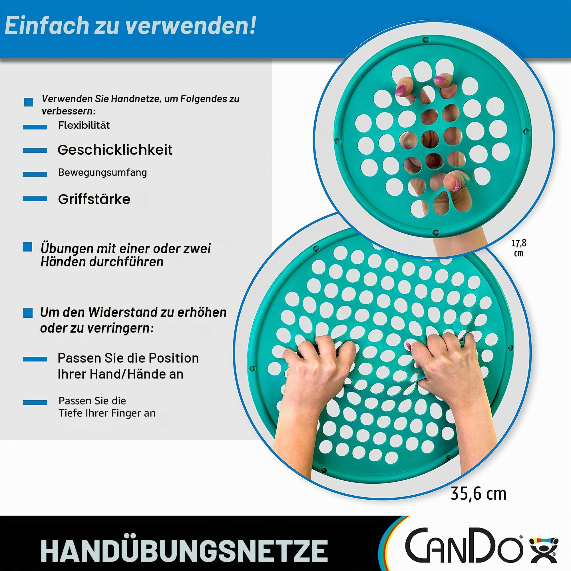 CanDo Twist-n-Bend Handtrainer 17 cm rot leicht