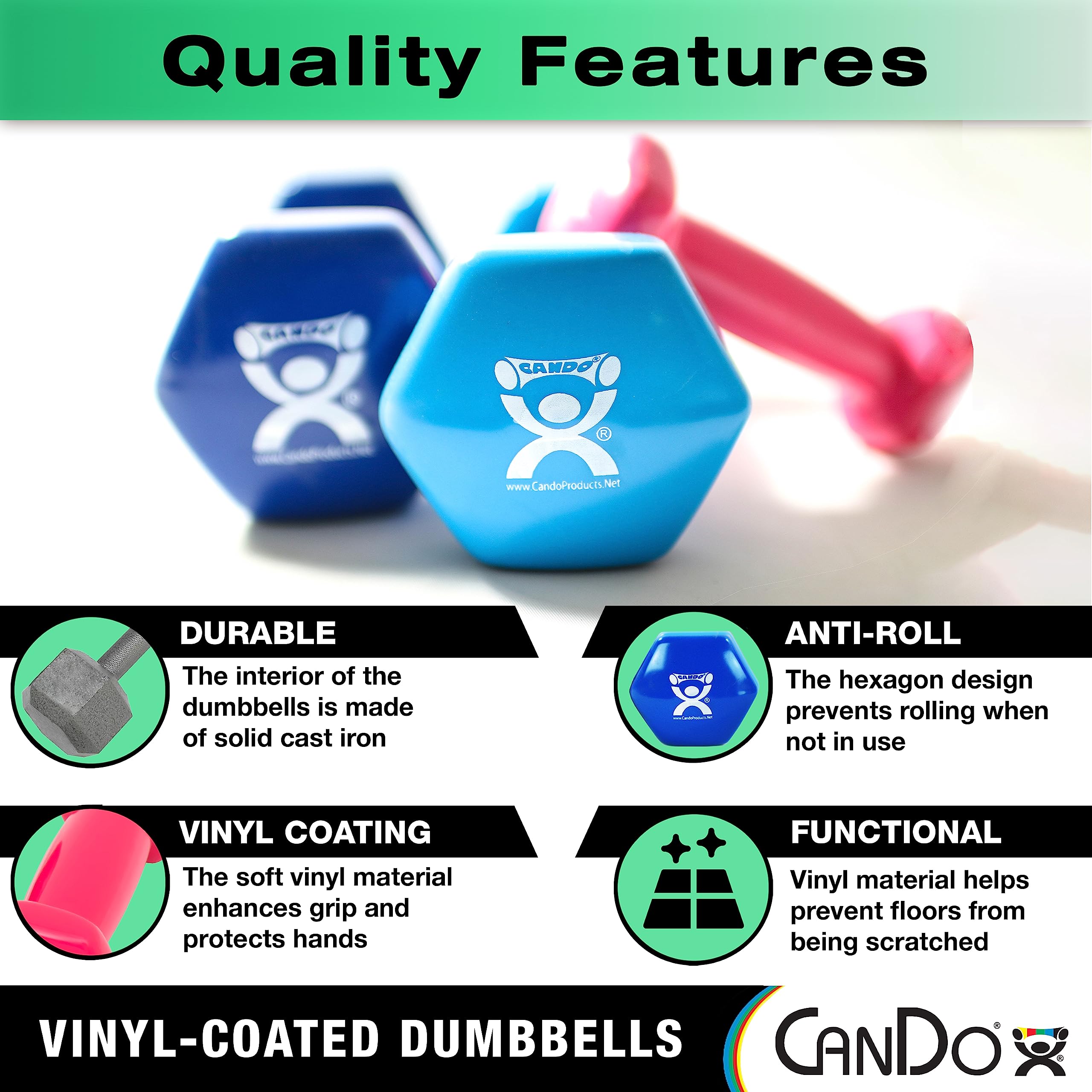 CanDo Vinyl Hantel 1,36 kg grün Gusseisen