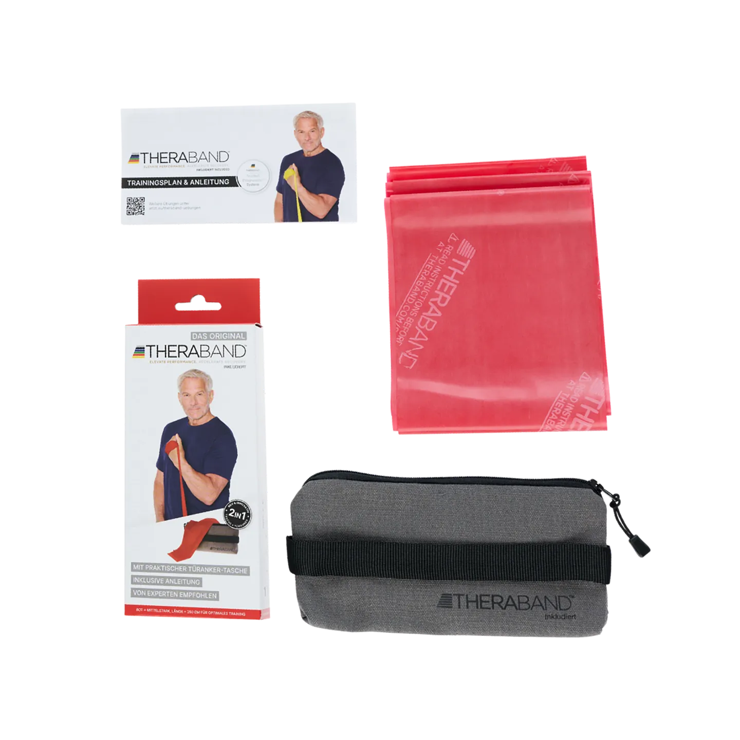 Artzt TheraBand 2,50 m mit Türanker Tasche Widerstandsband