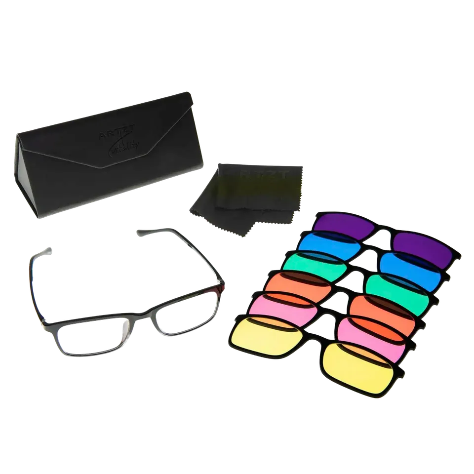 ARTZT neuro Farbbrille Set 6 Aufsätze inkl. Fassung UV-Schutz