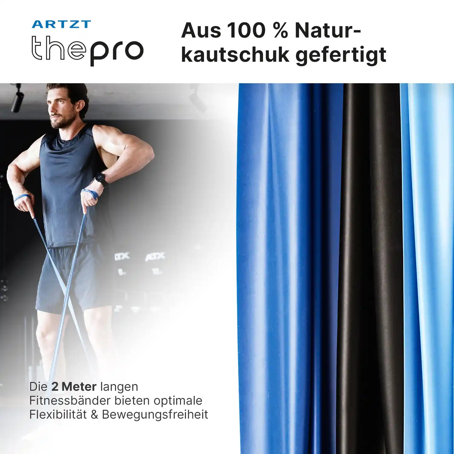 Artzt thepro Fitnessbänder 5er Set 2 m Naturkautschuk