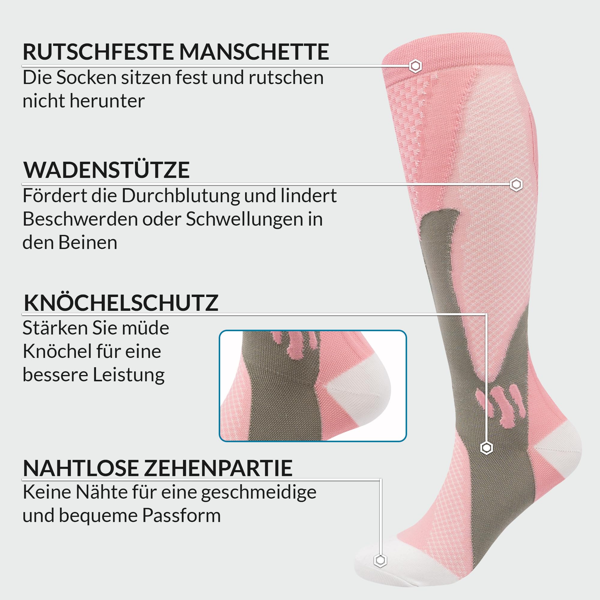 360 RELIEF Kompressionsstrümpfe rosa 1 Paar L-XL