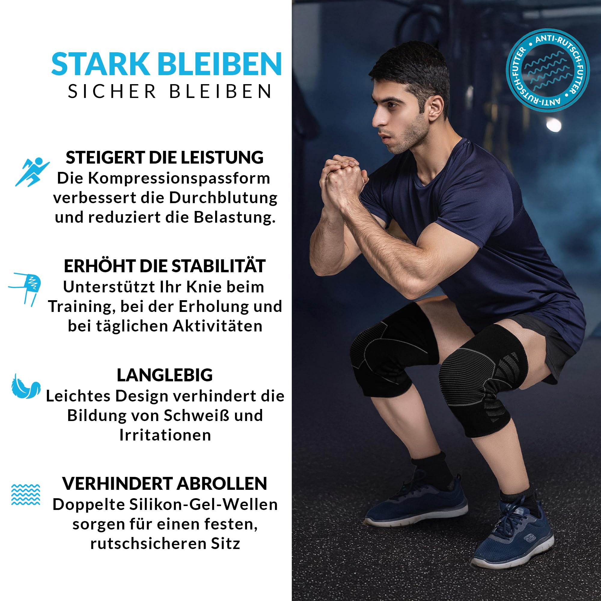 360 RELIEF Knee Support Kniebandage Größe L Schwarz Grau