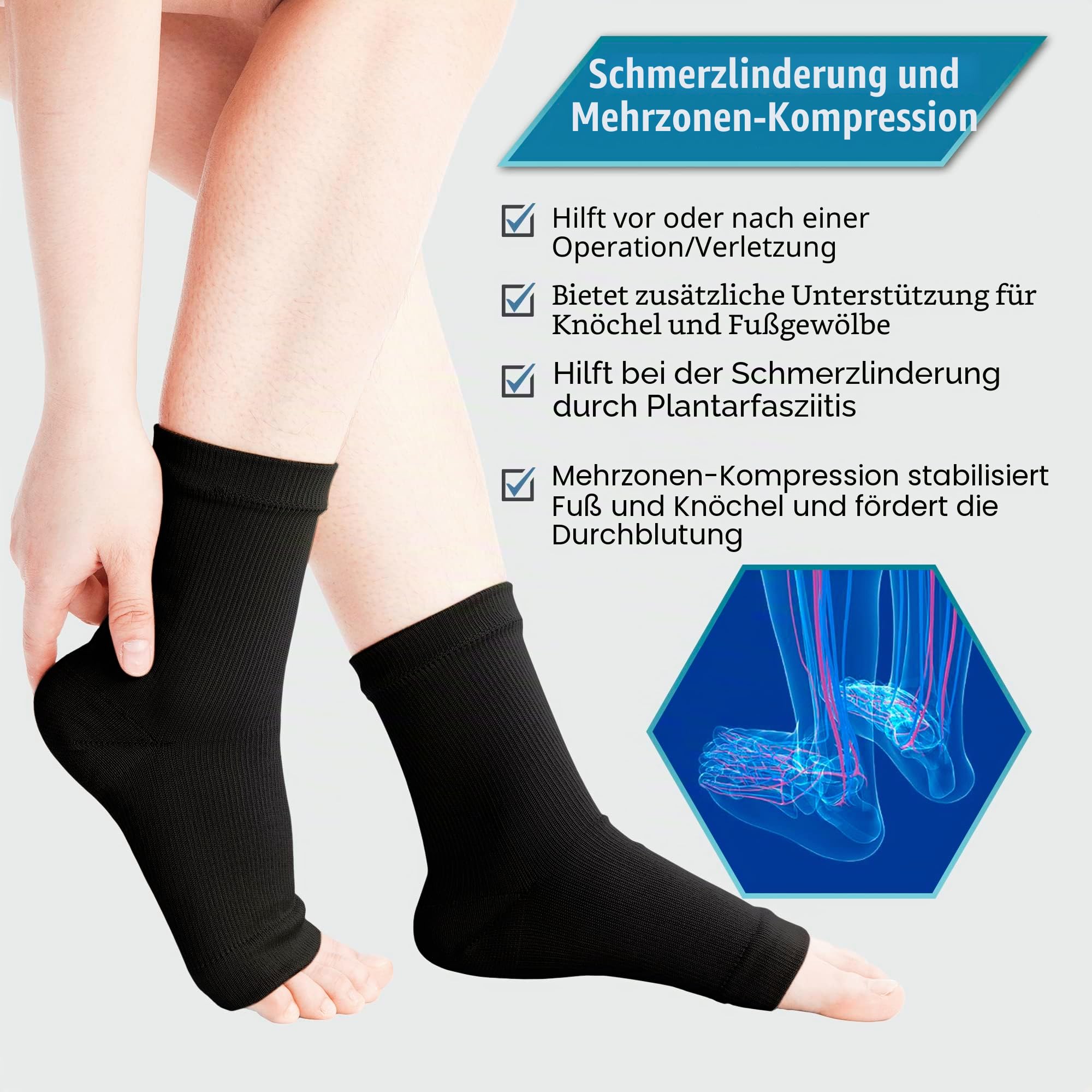 360 RELIEF Medical Compression Socks Knöchel offene Zehen