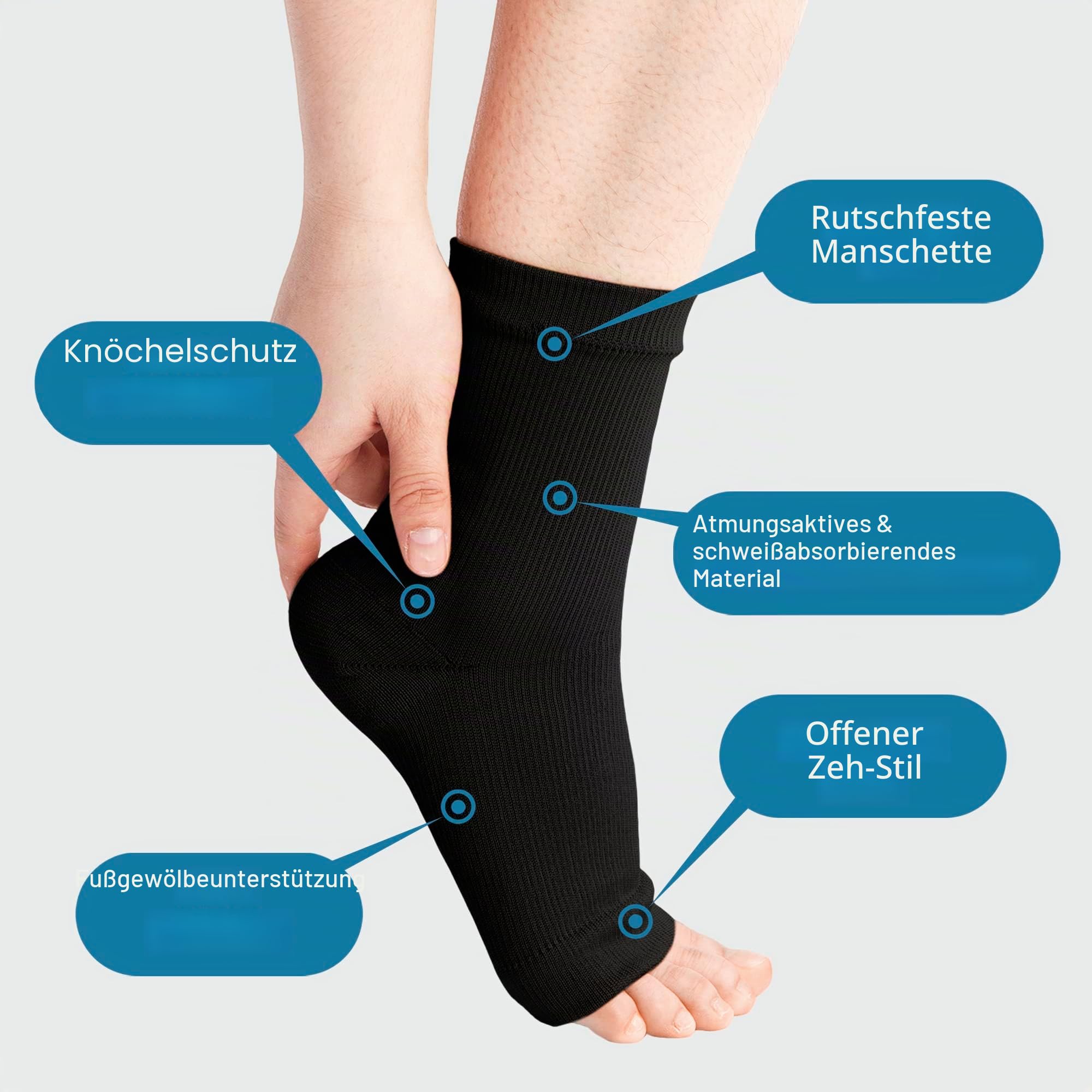 360 RELIEF Medical Compression Socks Knöchel offene Zehen