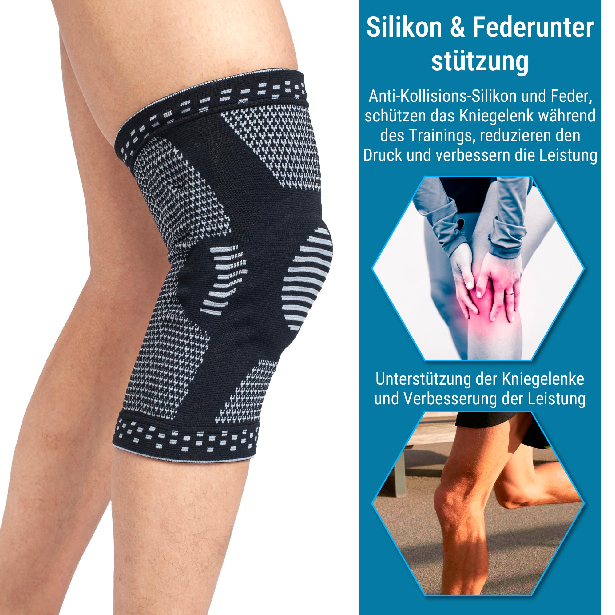 360 RELIEF Knee Support Brace Kniebandage Schwarz mit Gelenk